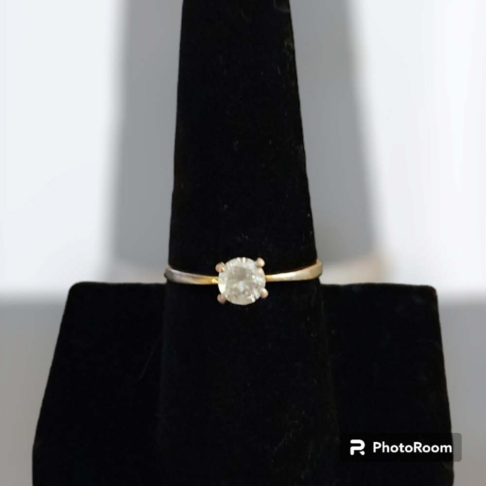 VTG Sterling Silver Crystal Solitaire Wedding Ring